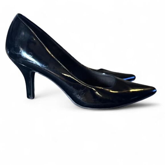 East 5th Women’s Size 10 Black Faux Patent Leather Pumps Pointed Toe Heels - Picture 3 of 8